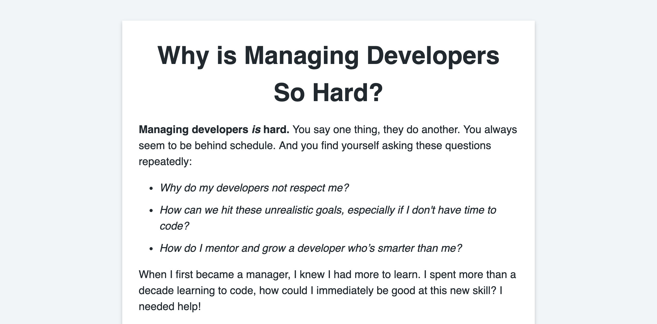 The Dev Manager