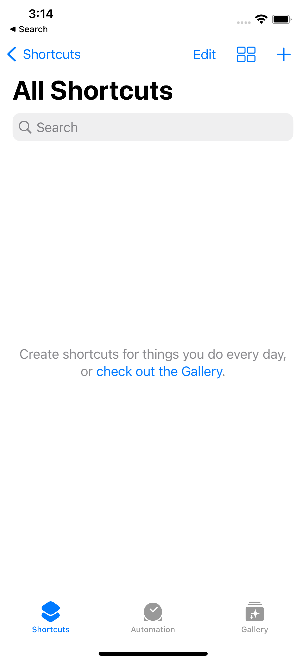 Screenshot from Shortcuts App